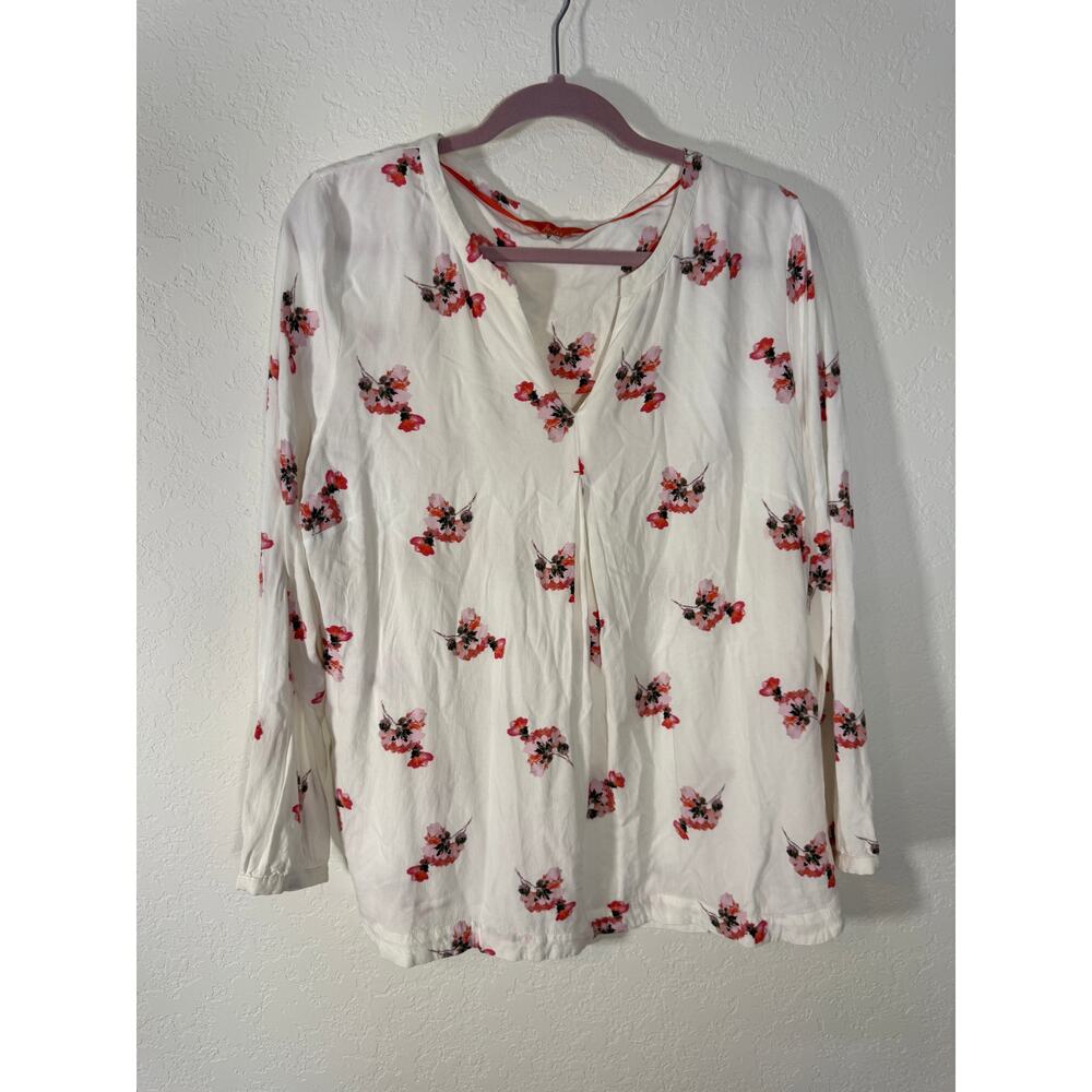 NWOT Joules White Floral Viscose Tunic Blouse Long Sleeve US 14 - Picture 4 of 11
